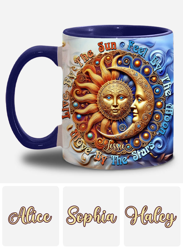 Vivre au rythme du soleil, ressentir au rythme de la lune, bouger au rythme des étoiles - Mug hippie personnalisé