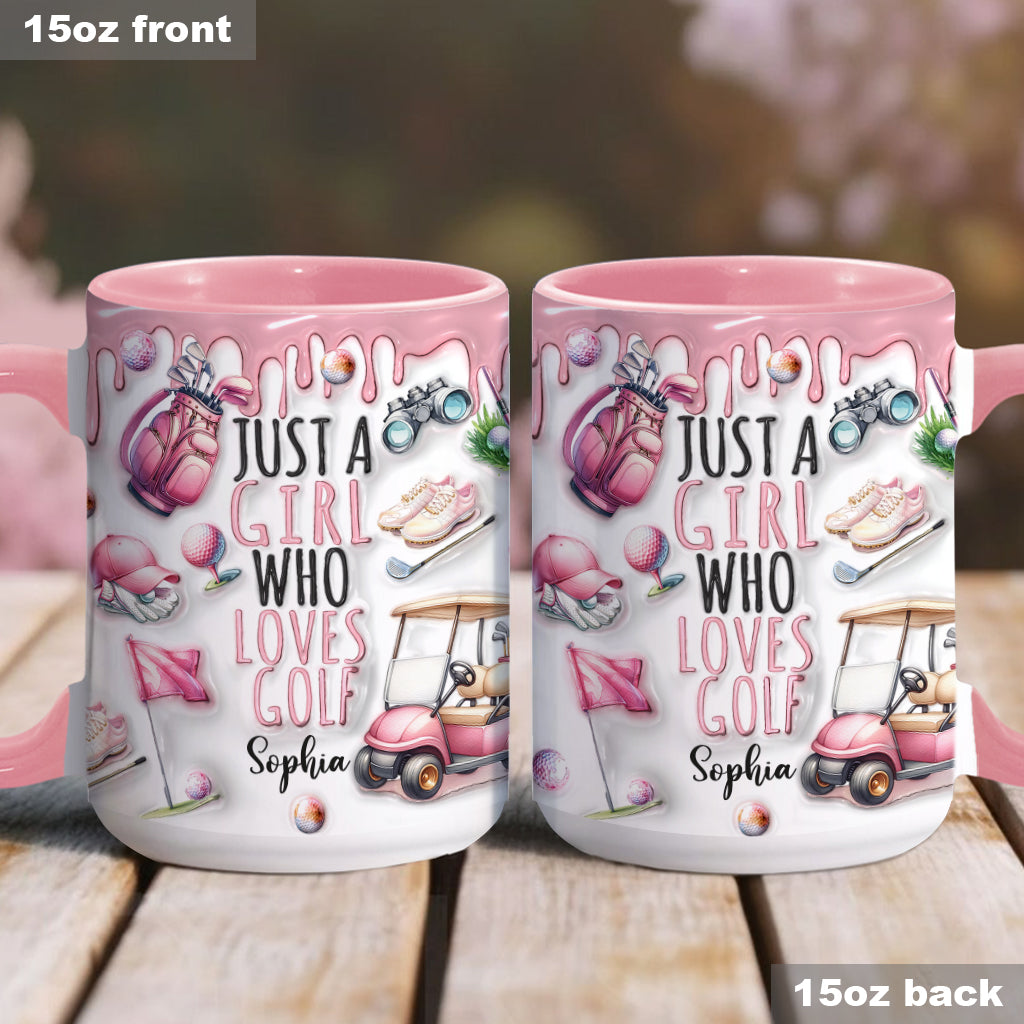 Just A Girl Who Loves Golf - Personalized Golf Accent Mug