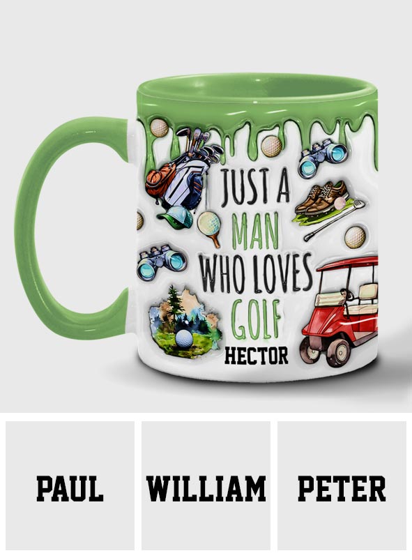 Einfach ein Mann, der Golf liebt – personalisierte Tasse mit Golfmotiv