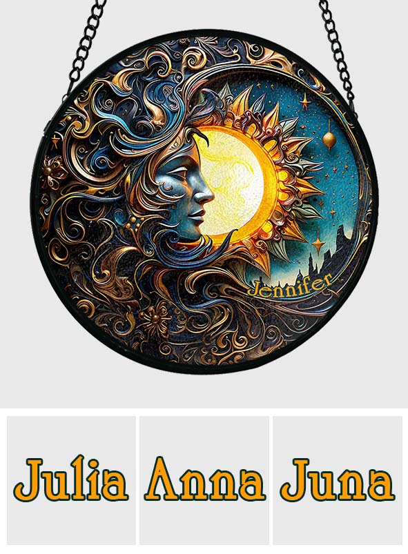Lebe nach der Sonne, liebe nach dem Mond – Personalisierter Hippie-Sonnenfänger aus Buntglas