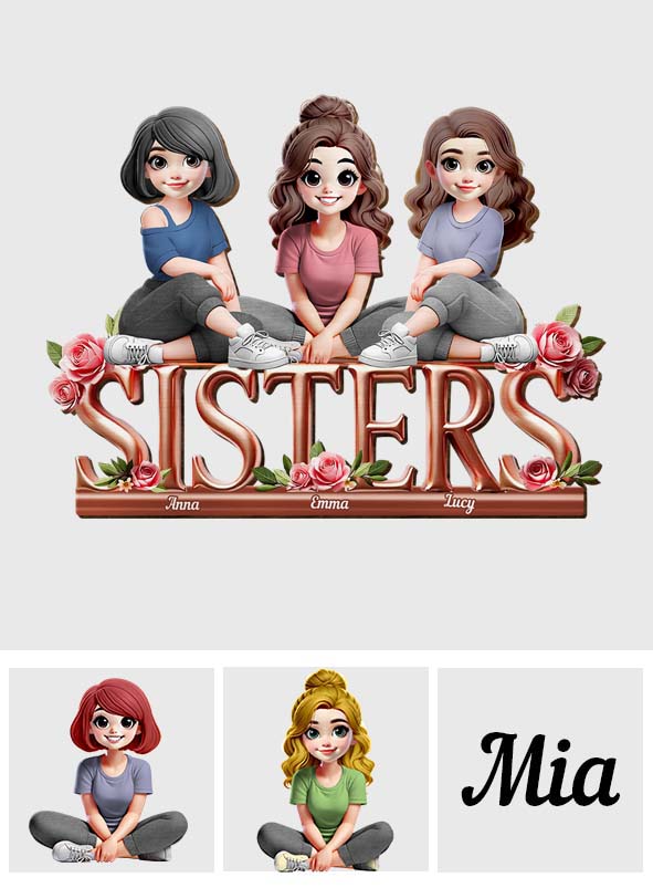 Sisters - Personalized Bestie Shaped Car Visor Clip