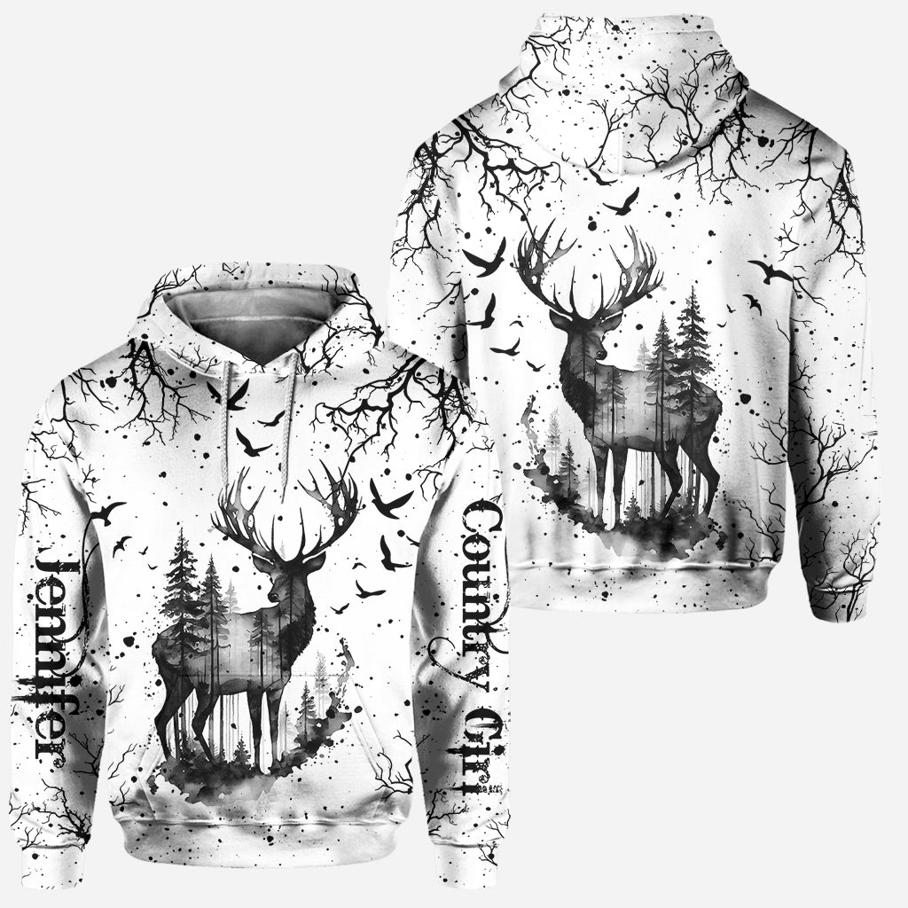Country Style Black White - Personalized Hunting Hoodie and Leggings