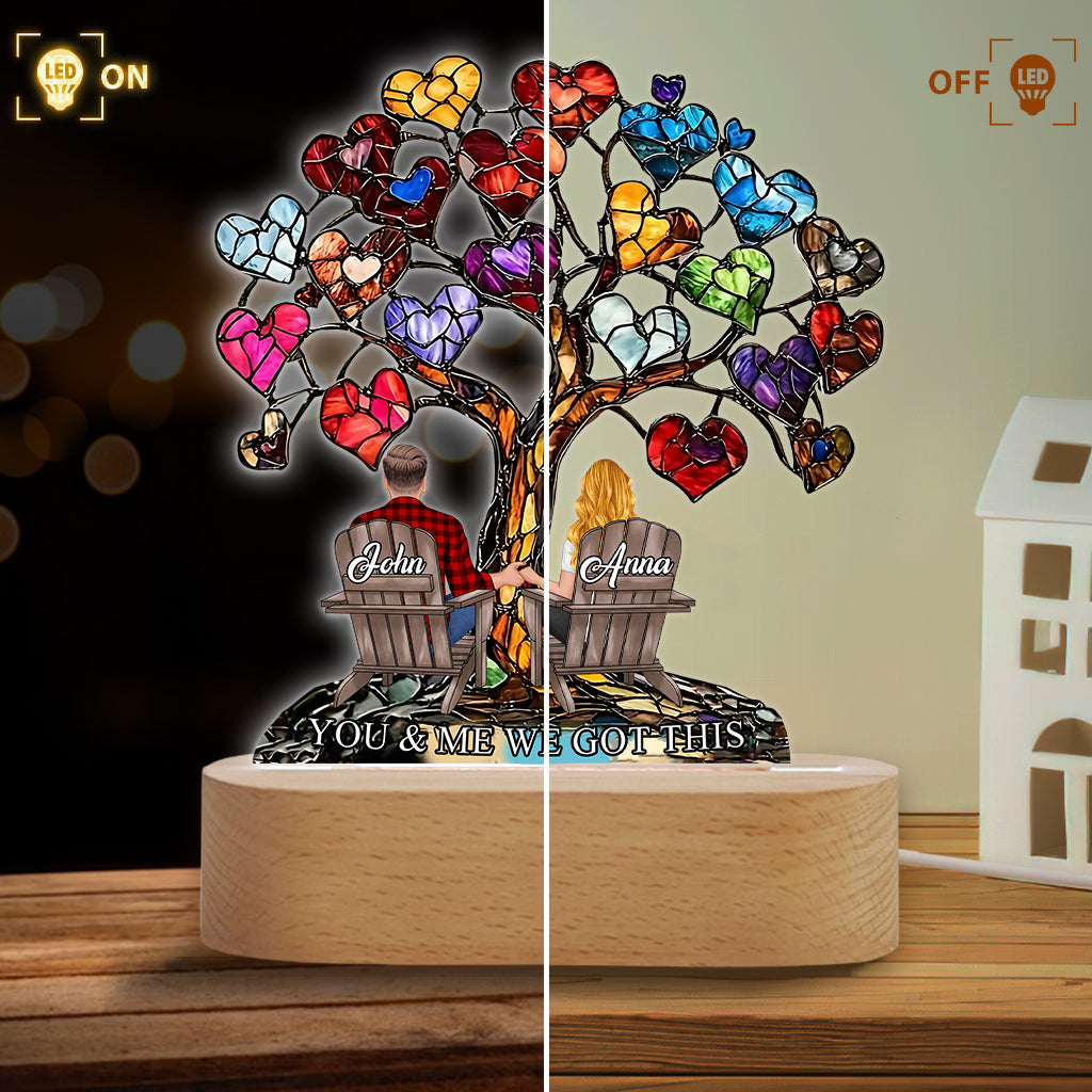 You And Me We Got This - Personalized Couple Shaped Plaque Light Base