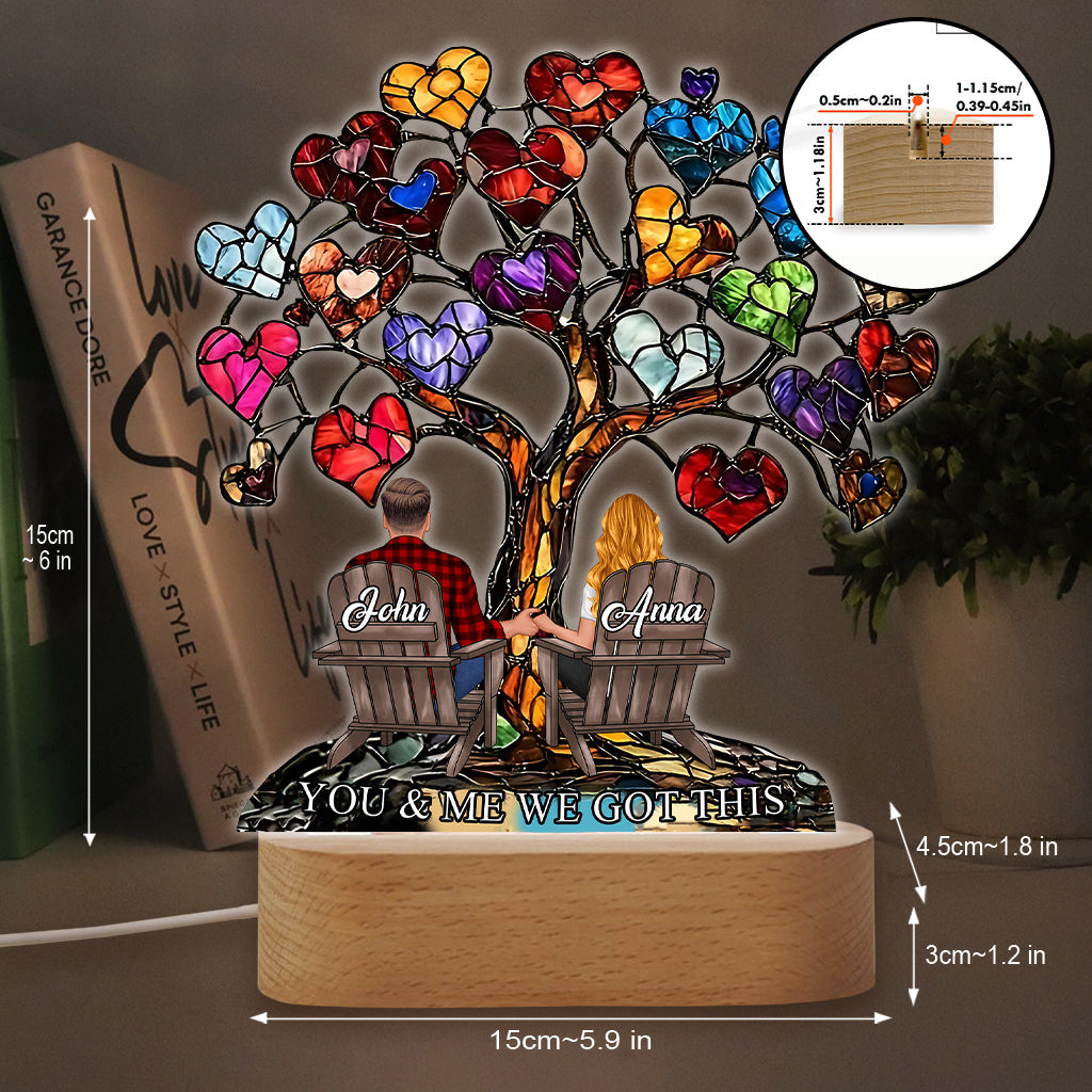 You And Me We Got This - Personalized Couple Shaped Plaque Light Base