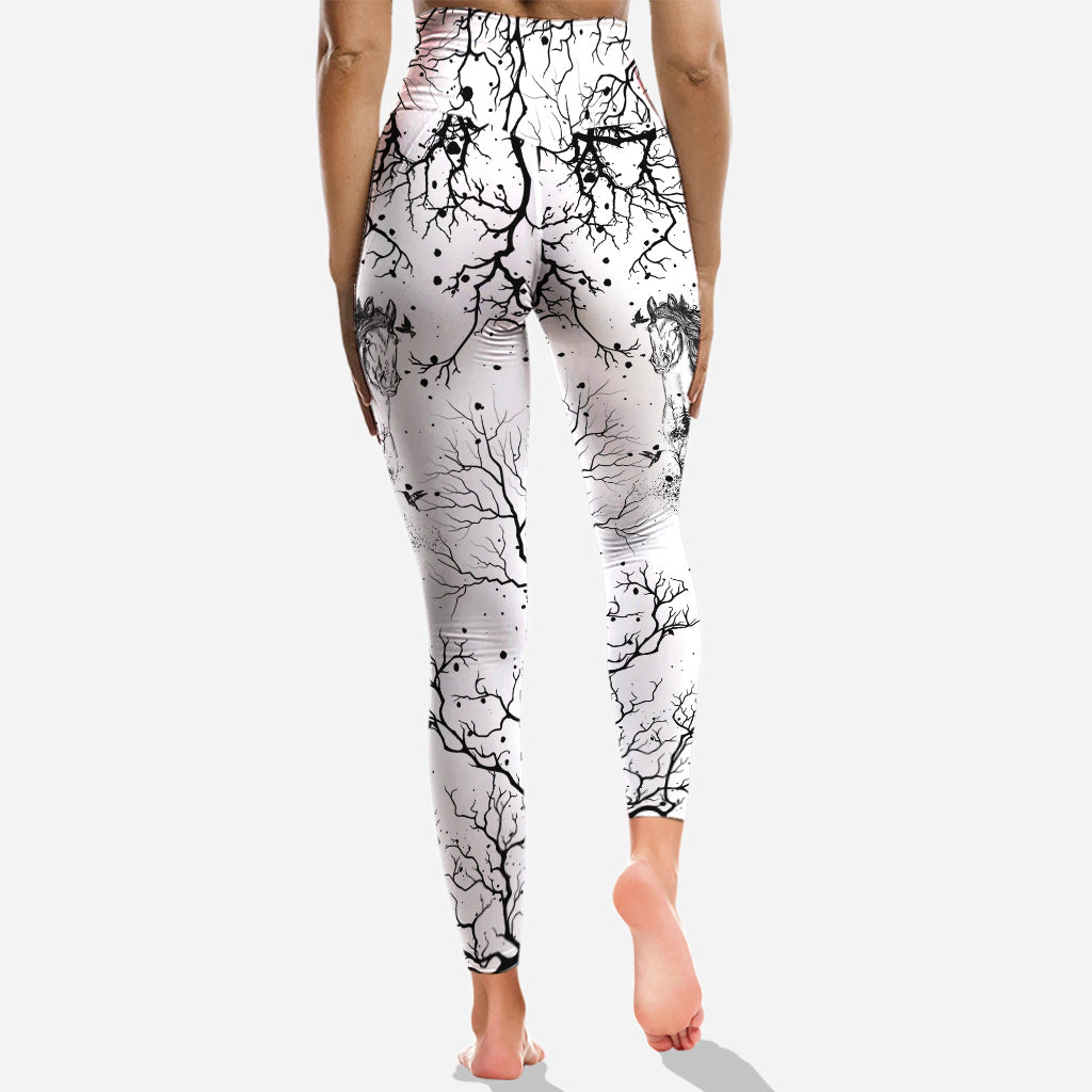 Beautiful Horse Black White - Personalized Horse Hoodie and Leggings
