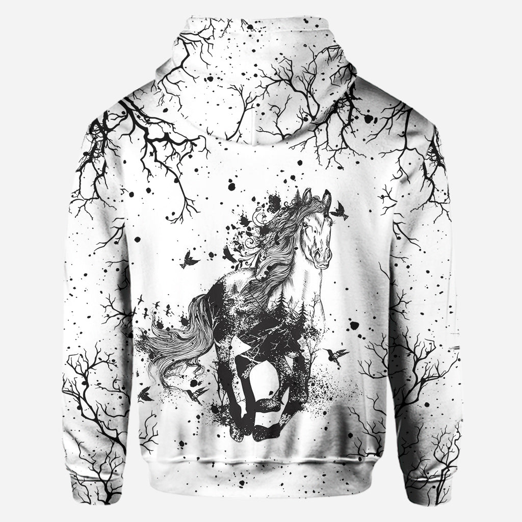 Beautiful Horse Black White - Personalized Horse Hoodie and Leggings