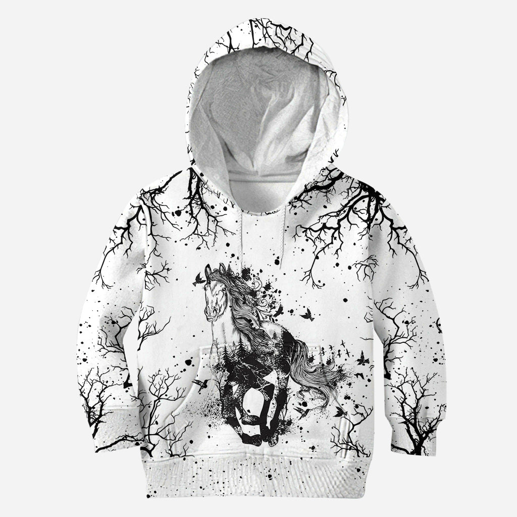 Beautiful Horse Black White - Personalized Horse Hoodie and Leggings