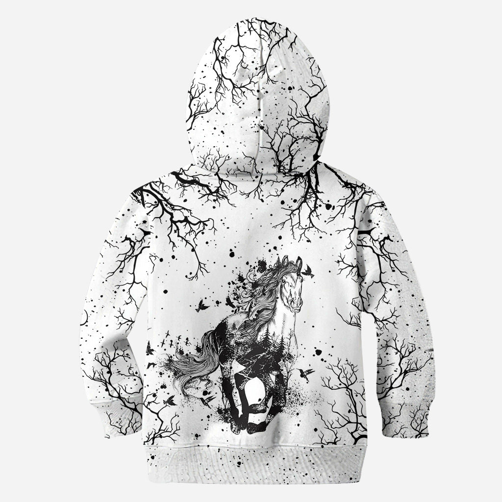 Beautiful Horse Black White - Personalized Horse Hoodie and Leggings