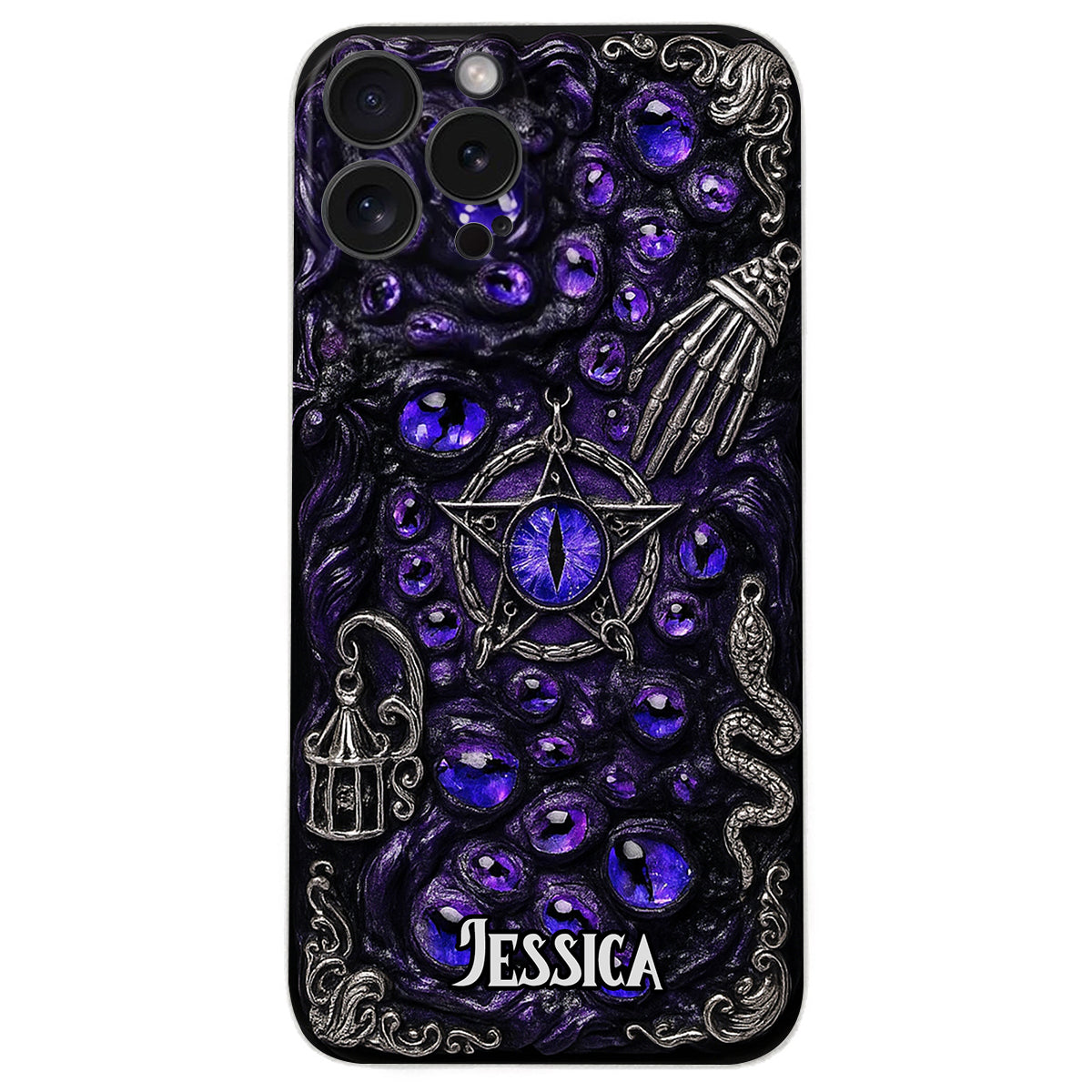 Gothic Pentacle Witchy Vibe - Personalized Witch Leather Phone Case