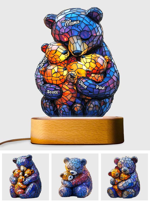 Mama Bear - Personalized Mother Shaped Plaque Light Base