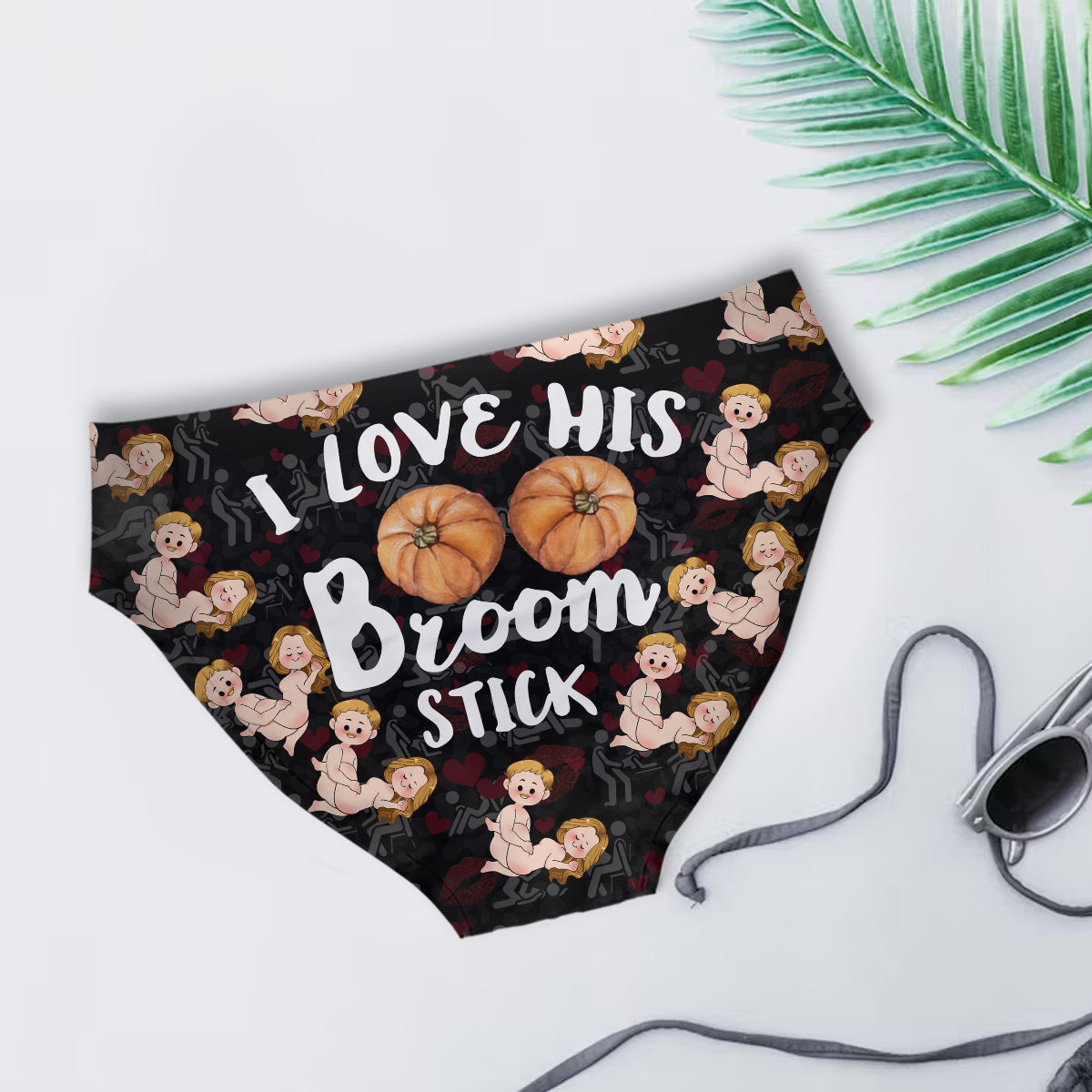 I Love His Broomstick I Love Her Pumpkins - Personalized Couple Women Briefs & Men Boxer Briefs