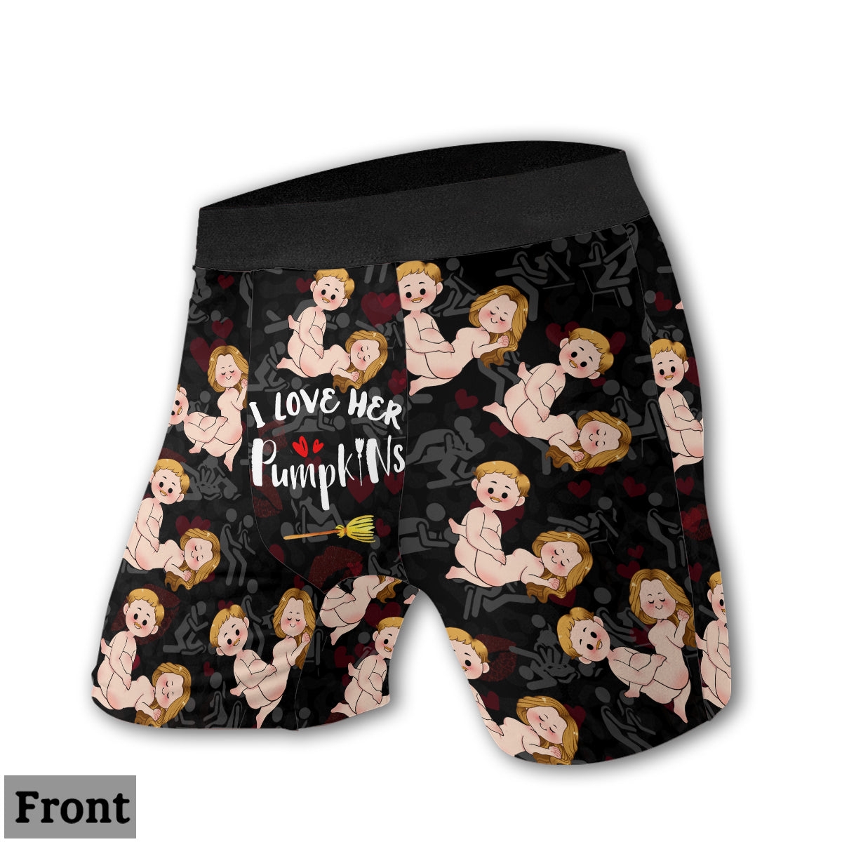I Love His Broomstick I Love Her Pumpkins - Personalized Couple Women Briefs & Men Boxer Briefs