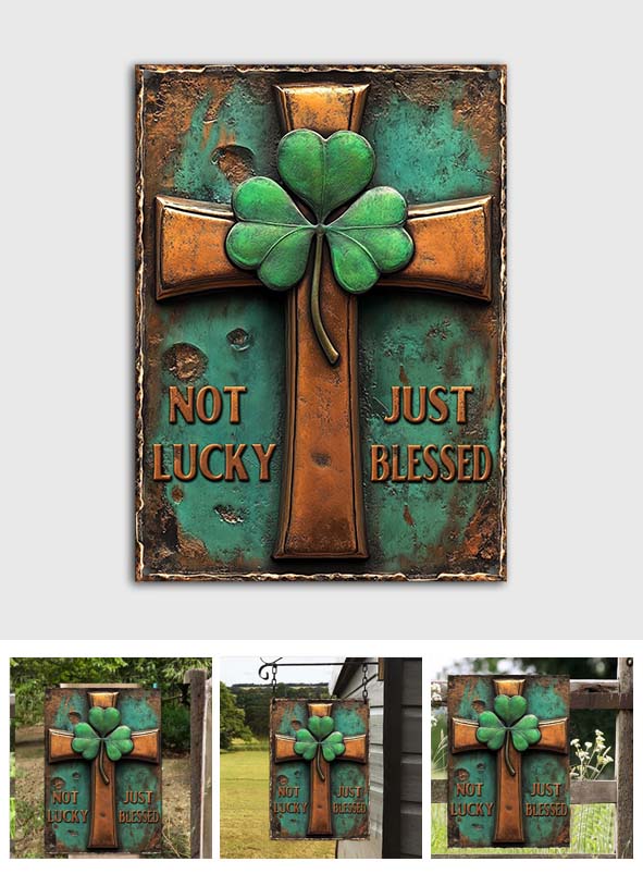 Pas chanceux, juste béni - Panneau métallique rectangulaire pour la Saint-Patrick