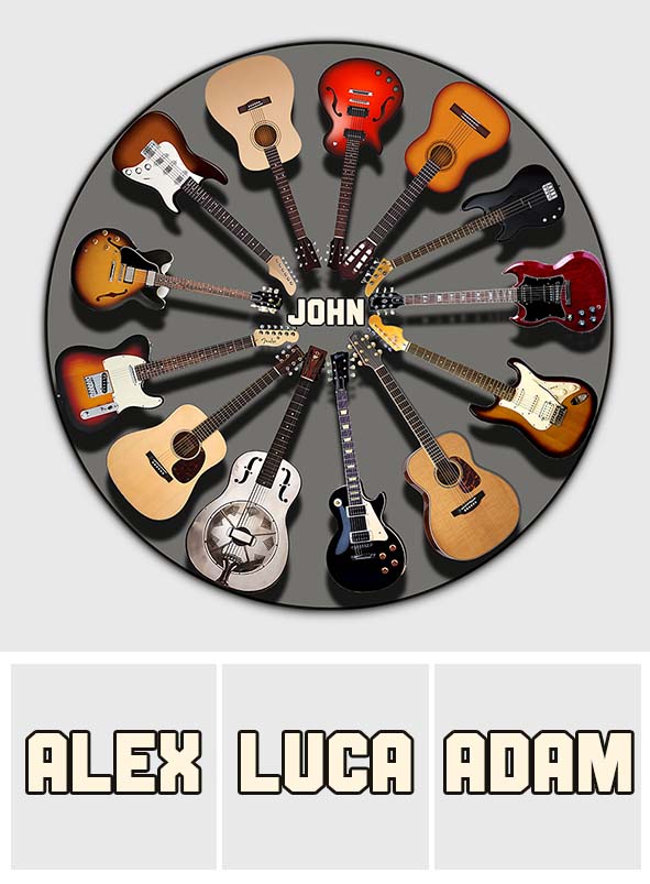 Tapis rond personnalisé « Love Guitars »