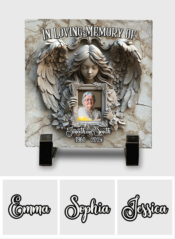 Angel Wings - Personalized Memorial Square Shaped Stone