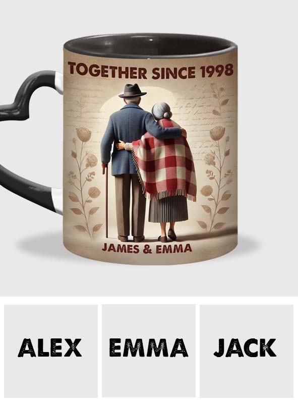 Together Since Any Year - Personalized Couple Heart Handle Mug
