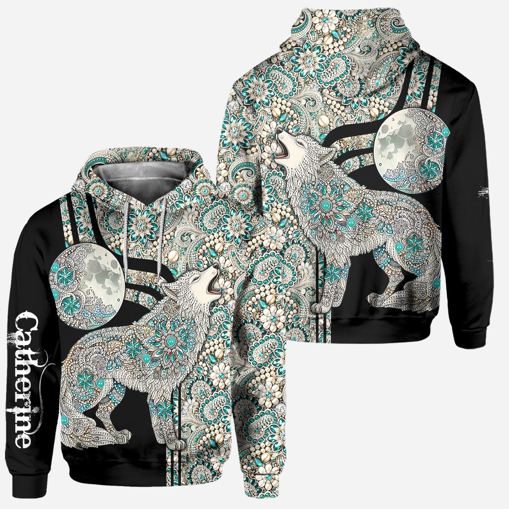 Majestic Snow Wolf - Personalized Wolf Hoodie and Leggings