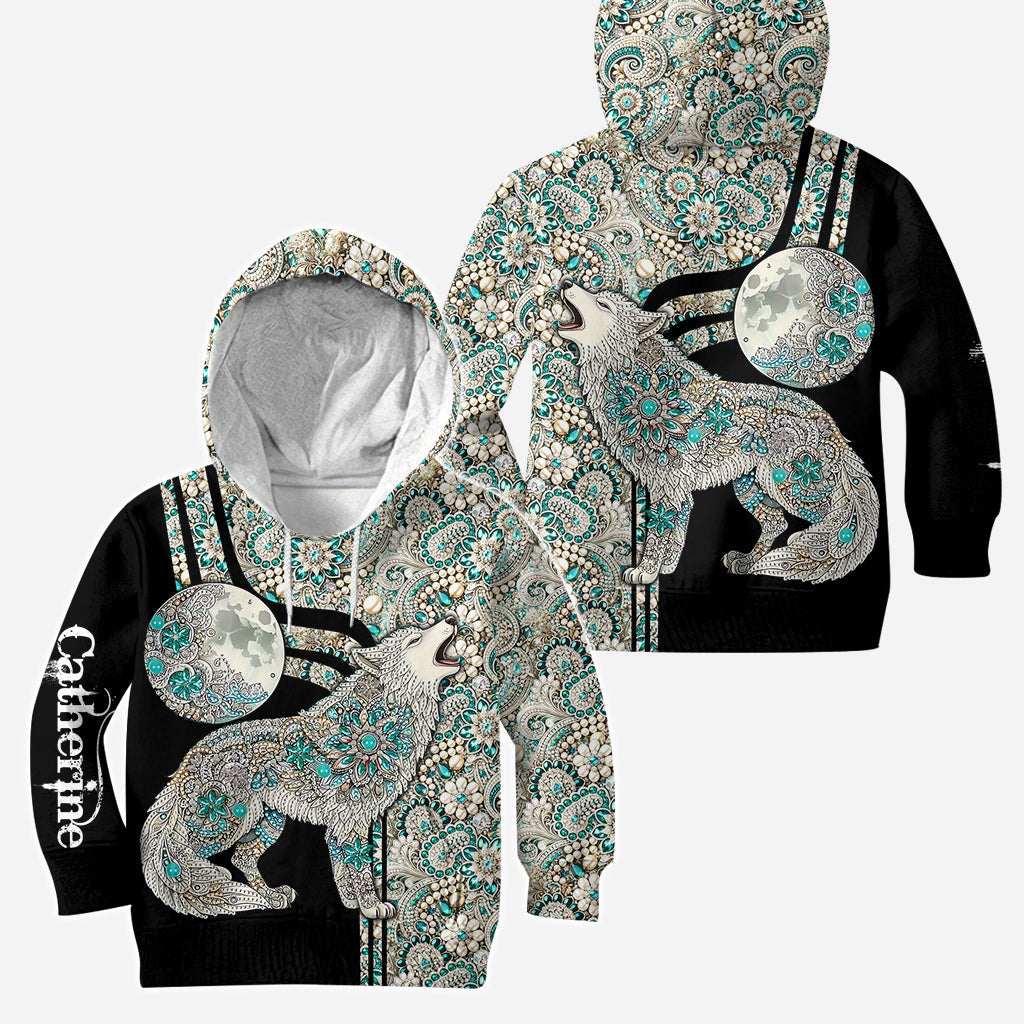 Majestic Snow Wolf - Personalized Wolf Hoodie and Leggings