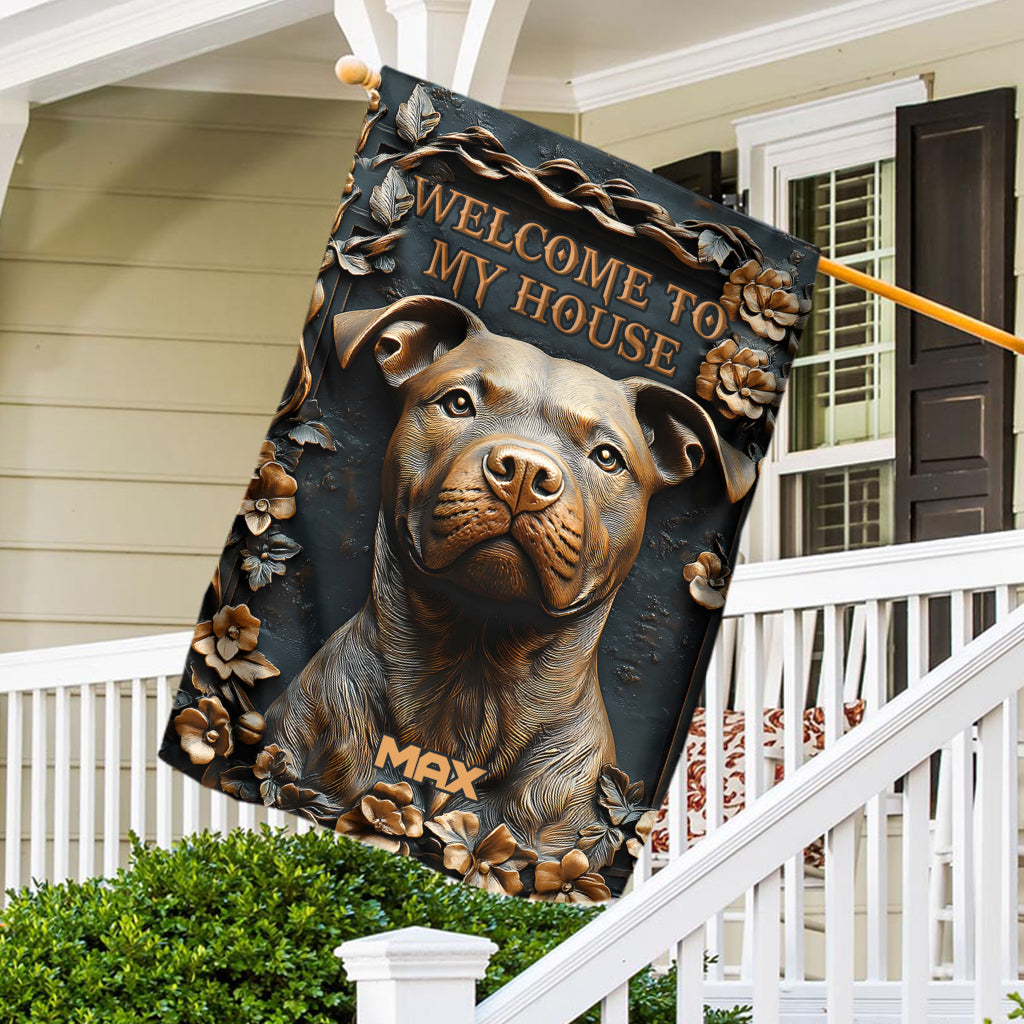 Strong Pitbull - Personalized Dog Garden Flag