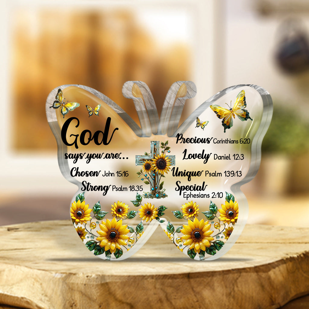 God Says You Are... - Christian Custom Shaped Acrylic Plaque