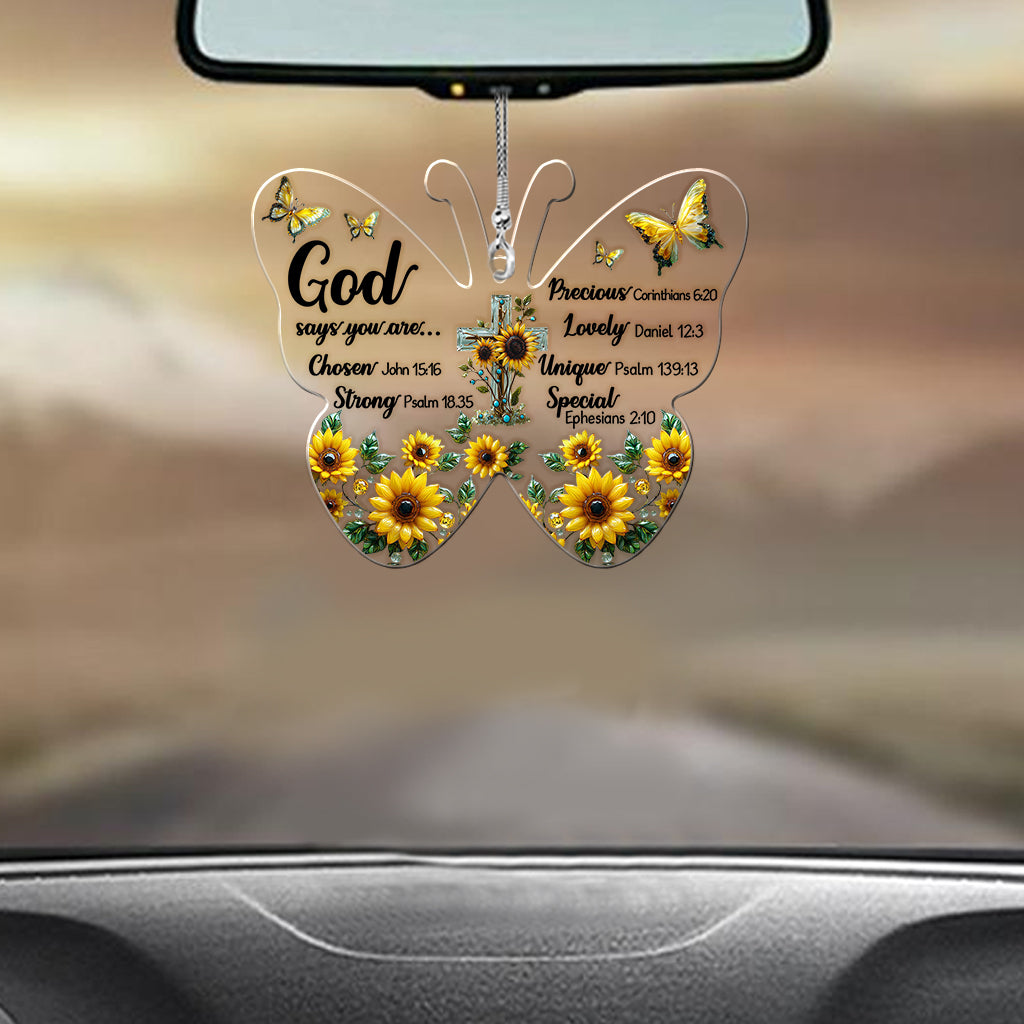 God Says You Are... - Christian Transparent Car Ornament