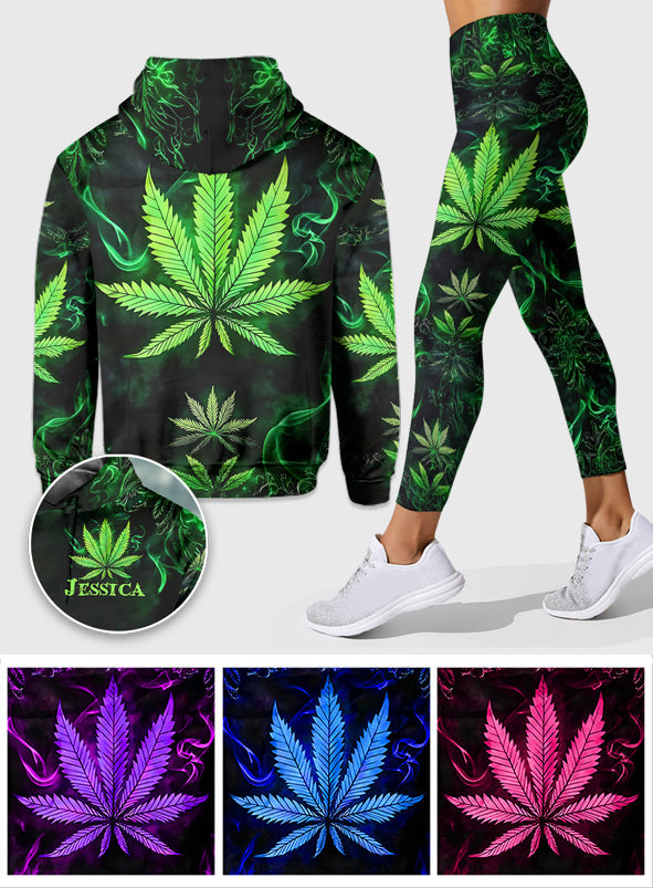 Stoner Chick - Sweat à capuche et legging personnalisés sur le thème du cannabis