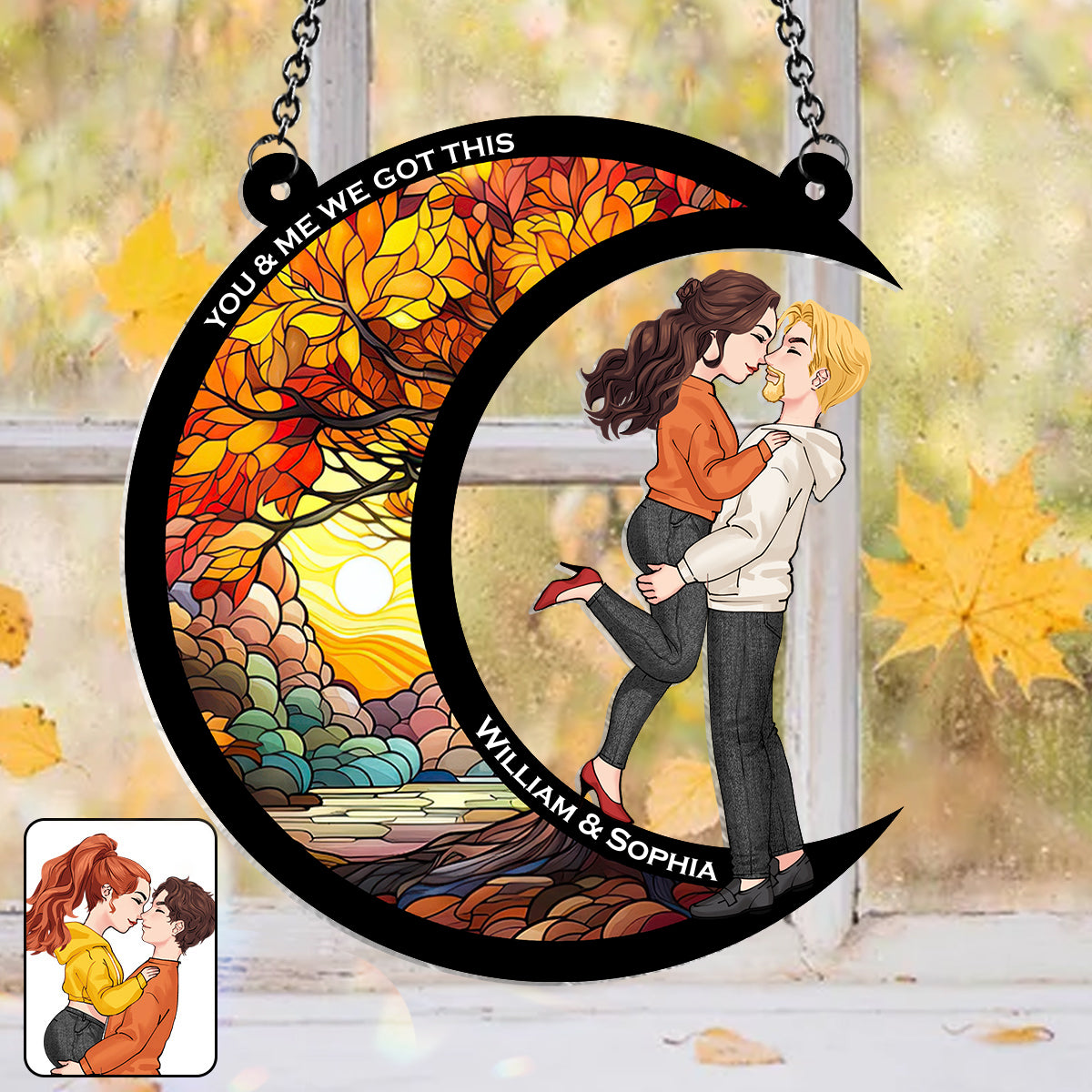 You & Me We Got This - Personalized Couple Window Hanging Suncatcher Ornament