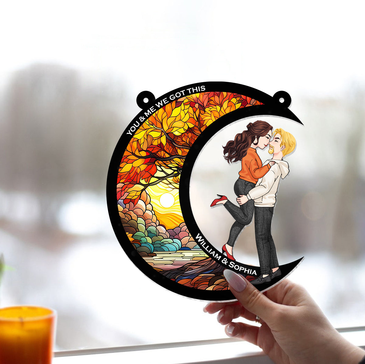 You & Me We Got This - Personalized Couple Window Hanging Suncatcher Ornament
