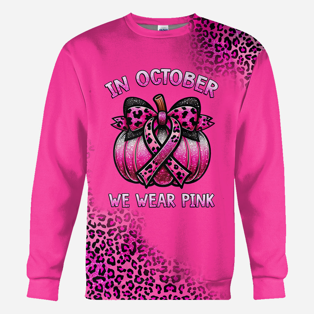 In October We Wear Pink - Breast Cancer Awareness All Over Shirt