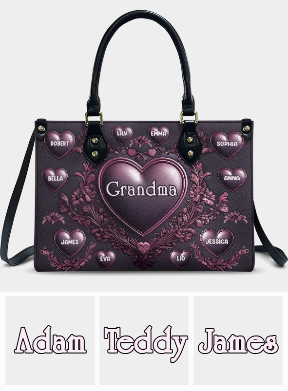 Sac à main en cuir personnalisé pour grand-mère