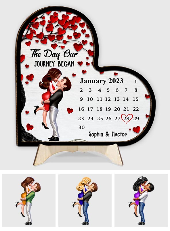 The Day Our Story Began - Personalized Couple 2 Layered Wood Sign / Wood Plaque