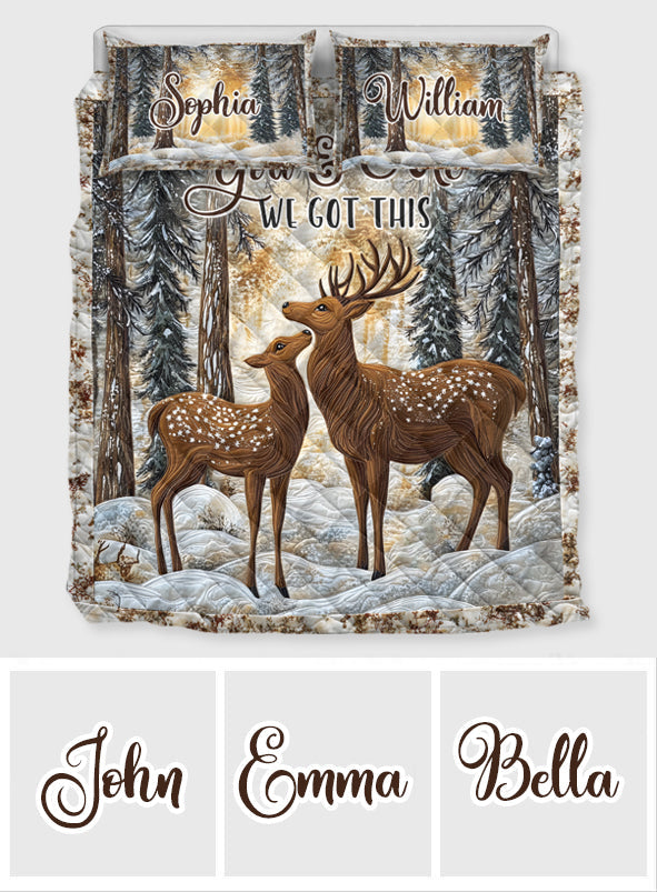 Du und ich, wir schaffen das – Personalisiertes Jagd-Quilt-Set