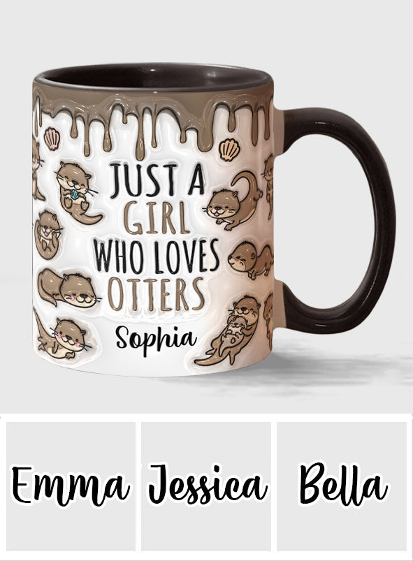 Mug personnalisé « Juste une fille qui aime les loutres » avec motif loutre
