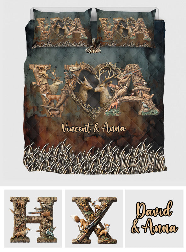 Son cerf, sa biche - Ensemble de courtepointe de chasse personnalisé