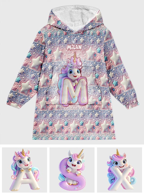 Licorne mignonne - Couverture à capuche personnalisée pour enfant
