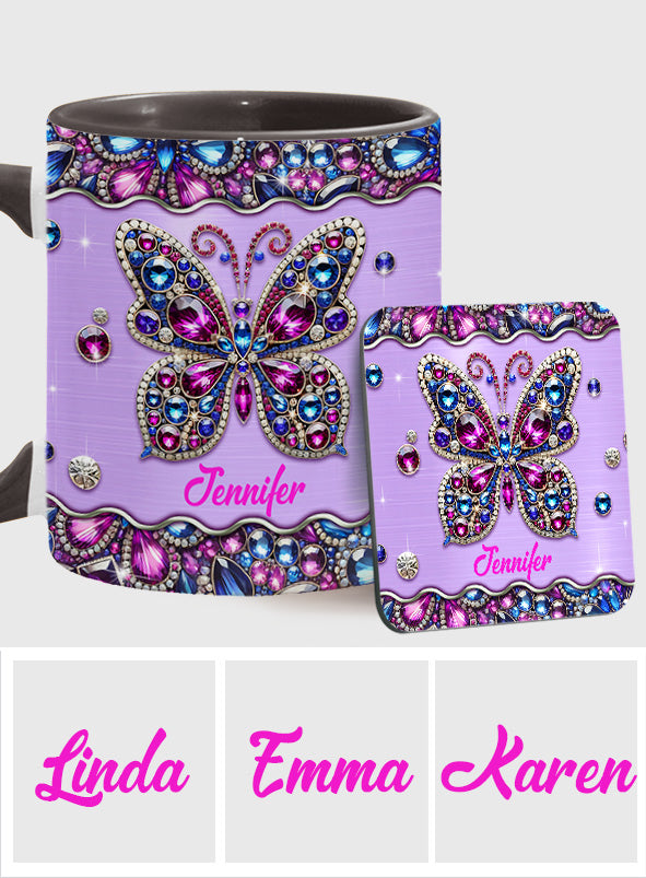 Mug personnalisé à motif papillon scintillant