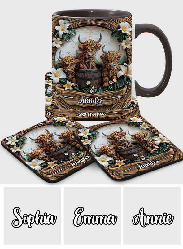 Liebe Hochlandrinder - Personalisierte Tasse
