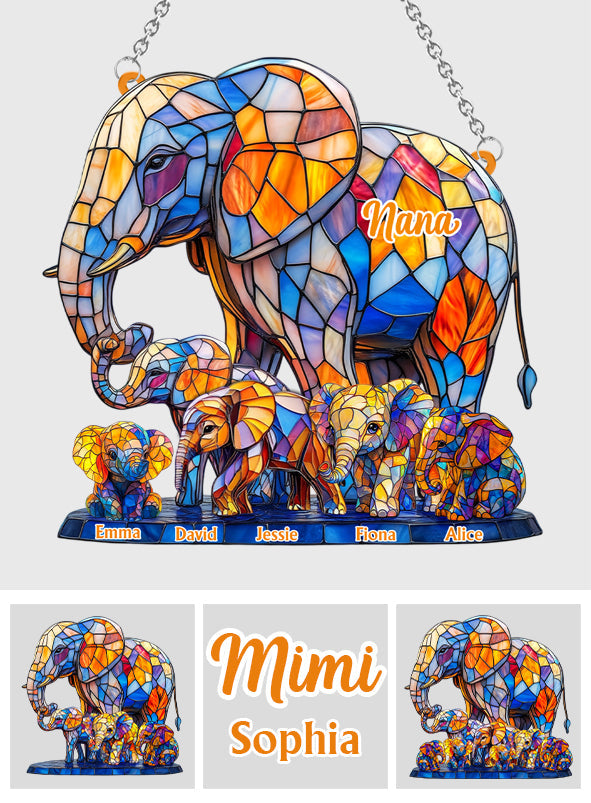 We Love You Mom Grandma Aunt - Personalized Mother Window Hanging Suncatcher Ornament