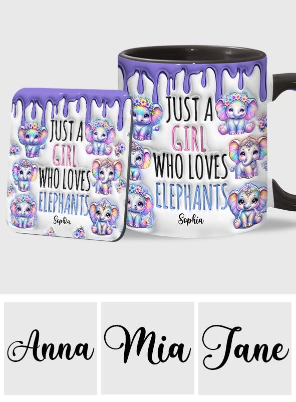 Einfach ein Mädchen, das Elefanten liebt – personalisierte Tasse mit Elefantenmotiv