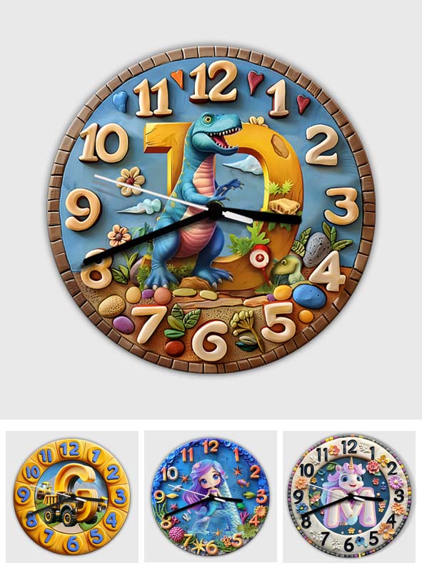 Magnifique horloge à lettres, cadeau idéal pour les petits-enfants - Horloge murale personnalisée pour enfants