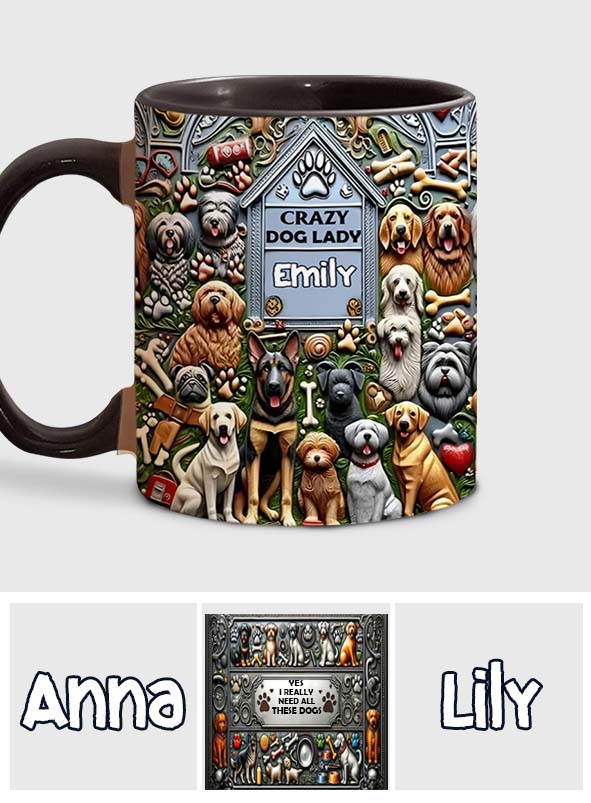 Verrückte Hundelady – Personalisierte Tasse mit Hundemotiv