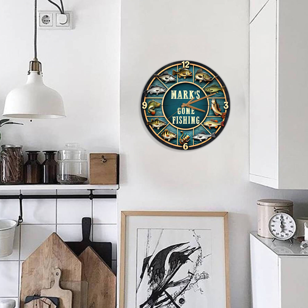 Gone Fishing Time - Personalized Fishing Wall Clock