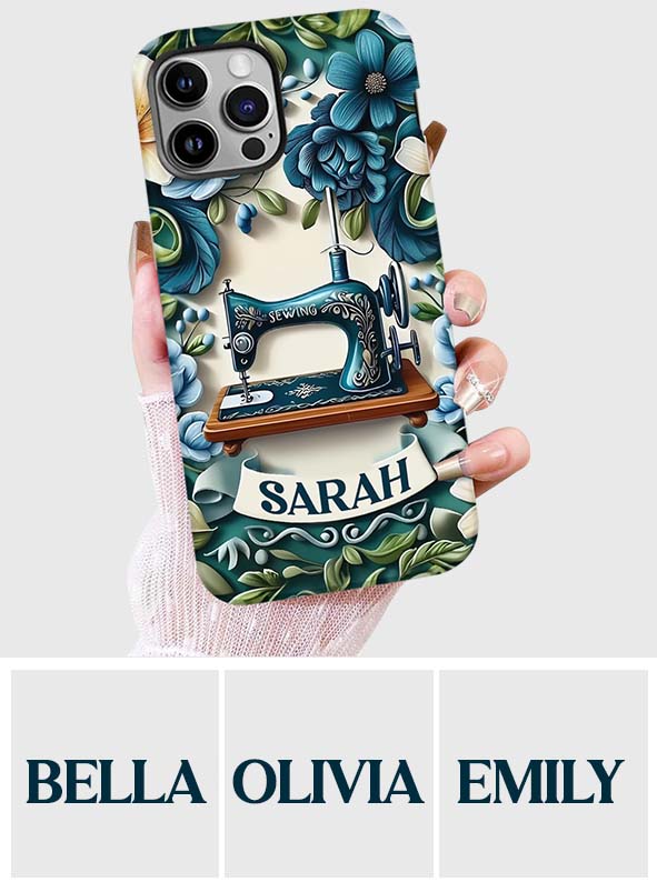 Machine à coudre bleue - Coque de téléphone personnalisée avec motif intégral