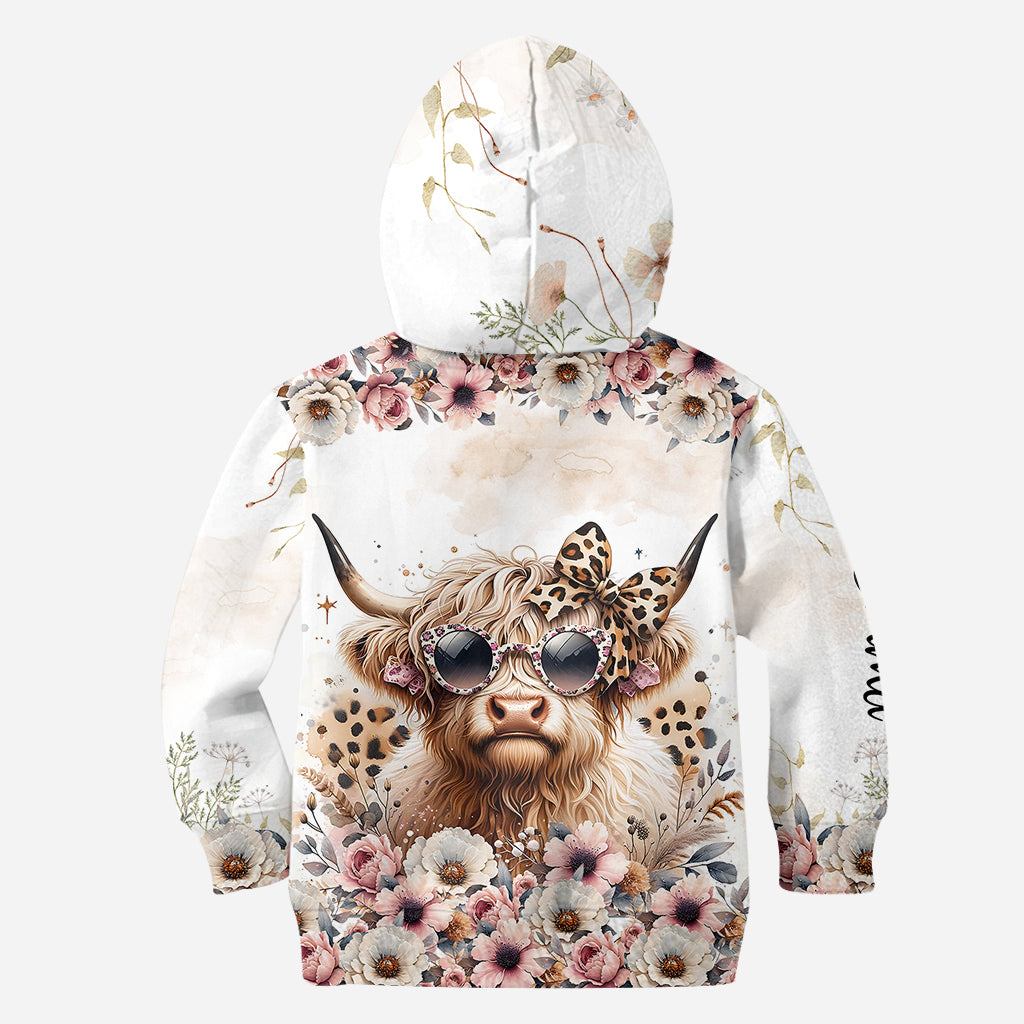 Cool Cow With Leopard Glasses - Personalized Highland Cow Hoodie and Leggings