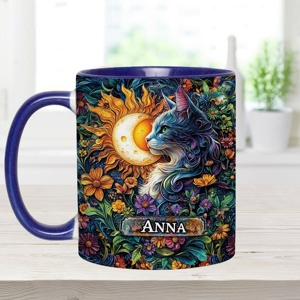 Floral Cat - Personalized Cat Accent Mug