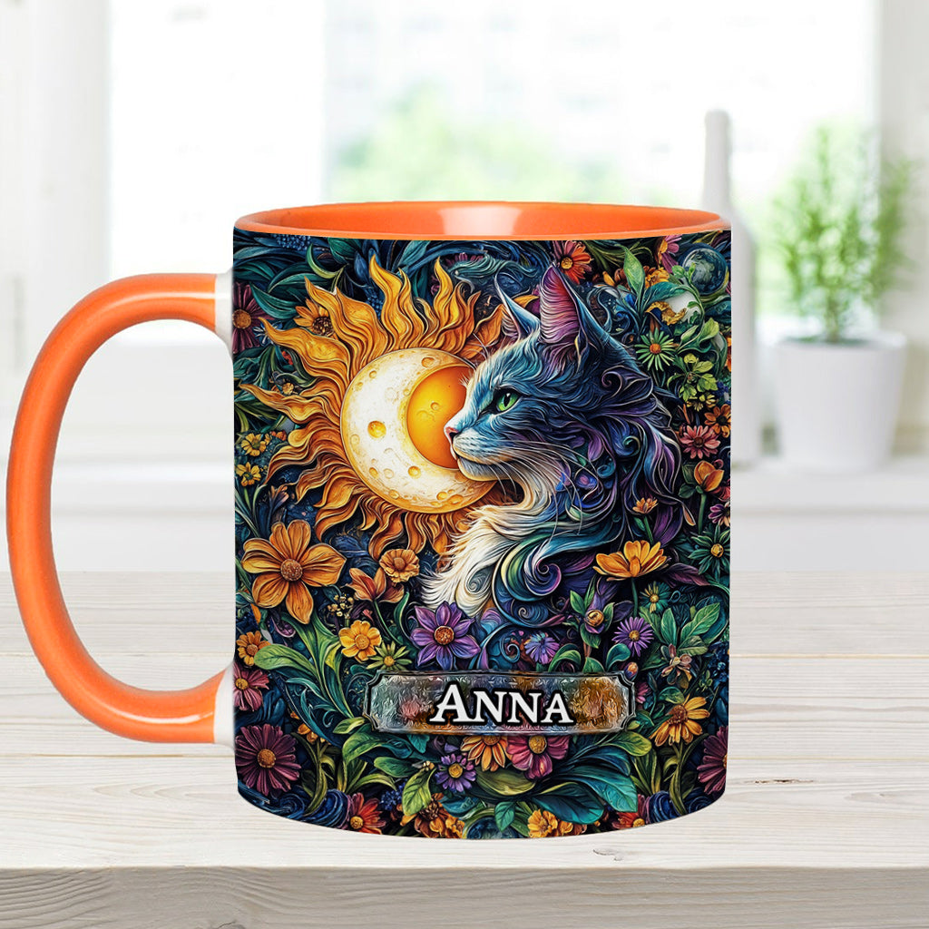 Floral Cat - Personalized Cat Accent Mug