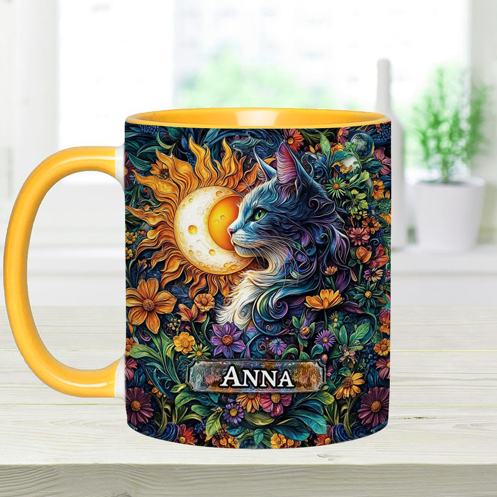 Floral Cat - Personalized Cat Accent Mug