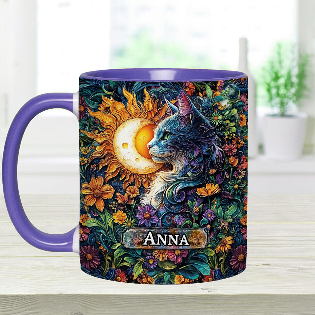 Floral Cat - Personalized Cat Accent Mug