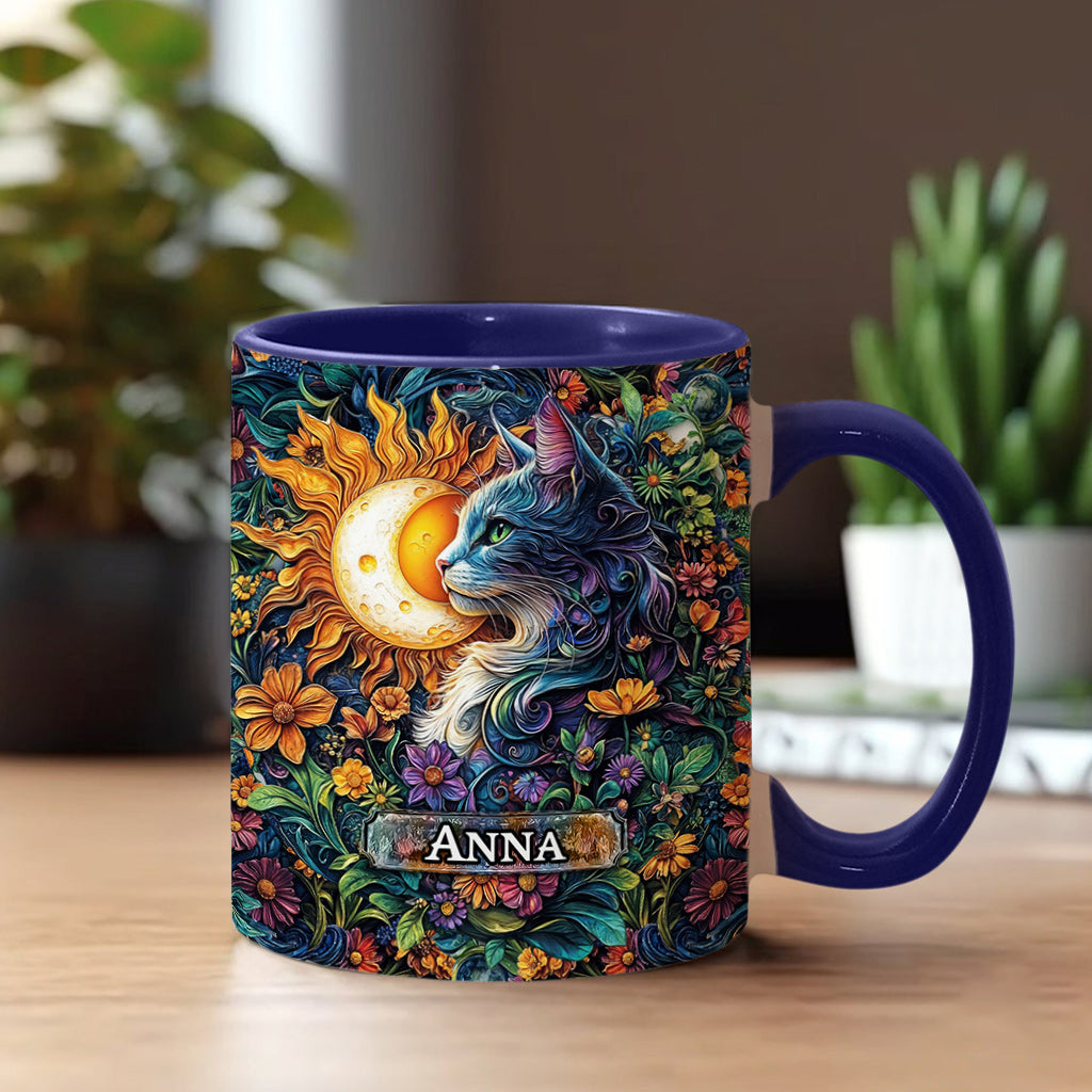 Floral Cat - Personalized Cat Accent Mug