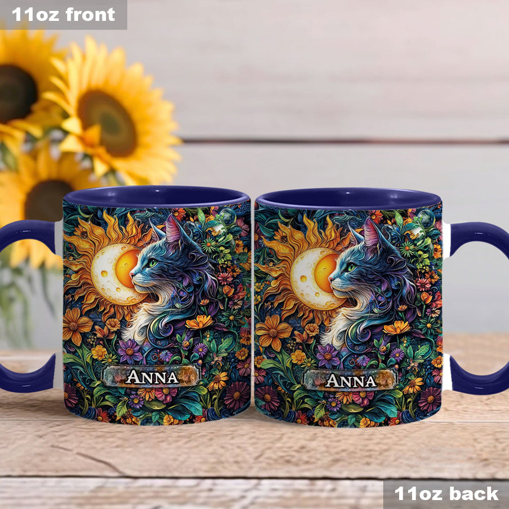 Floral Cat - Personalized Cat Accent Mug